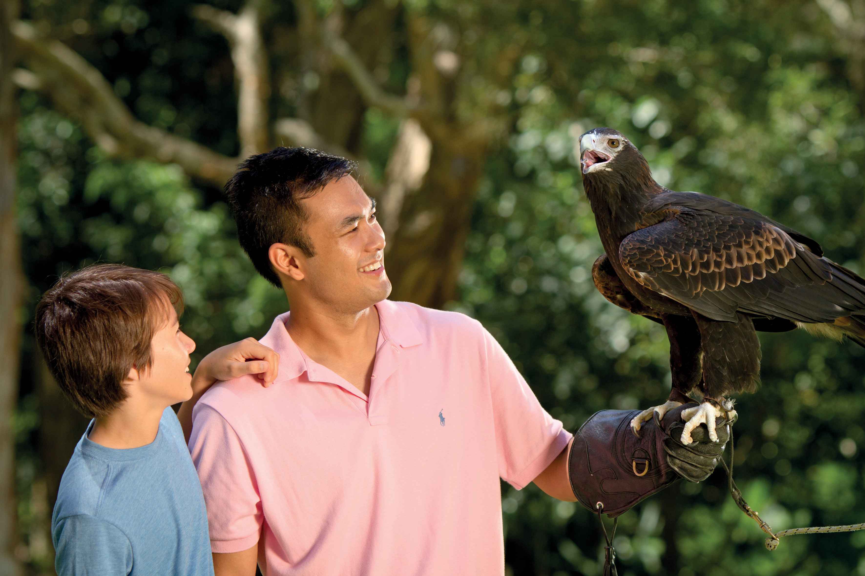 Family with bird - Currumbin Wildlife Sanctuary